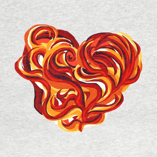 Flowy fire and flames valentines day heart by Mushcan